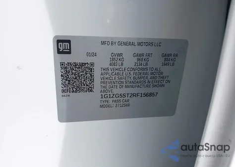 2024 Chevrolet Malibu Fwd Rs z USA, uszkodzony, nr VIN 1G1ZG5ST2RF156857